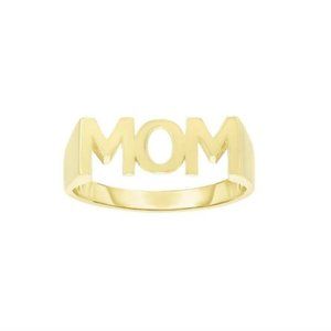 Polished Letter 14K (or 18k upon request) Yellow Gold MOM Ring